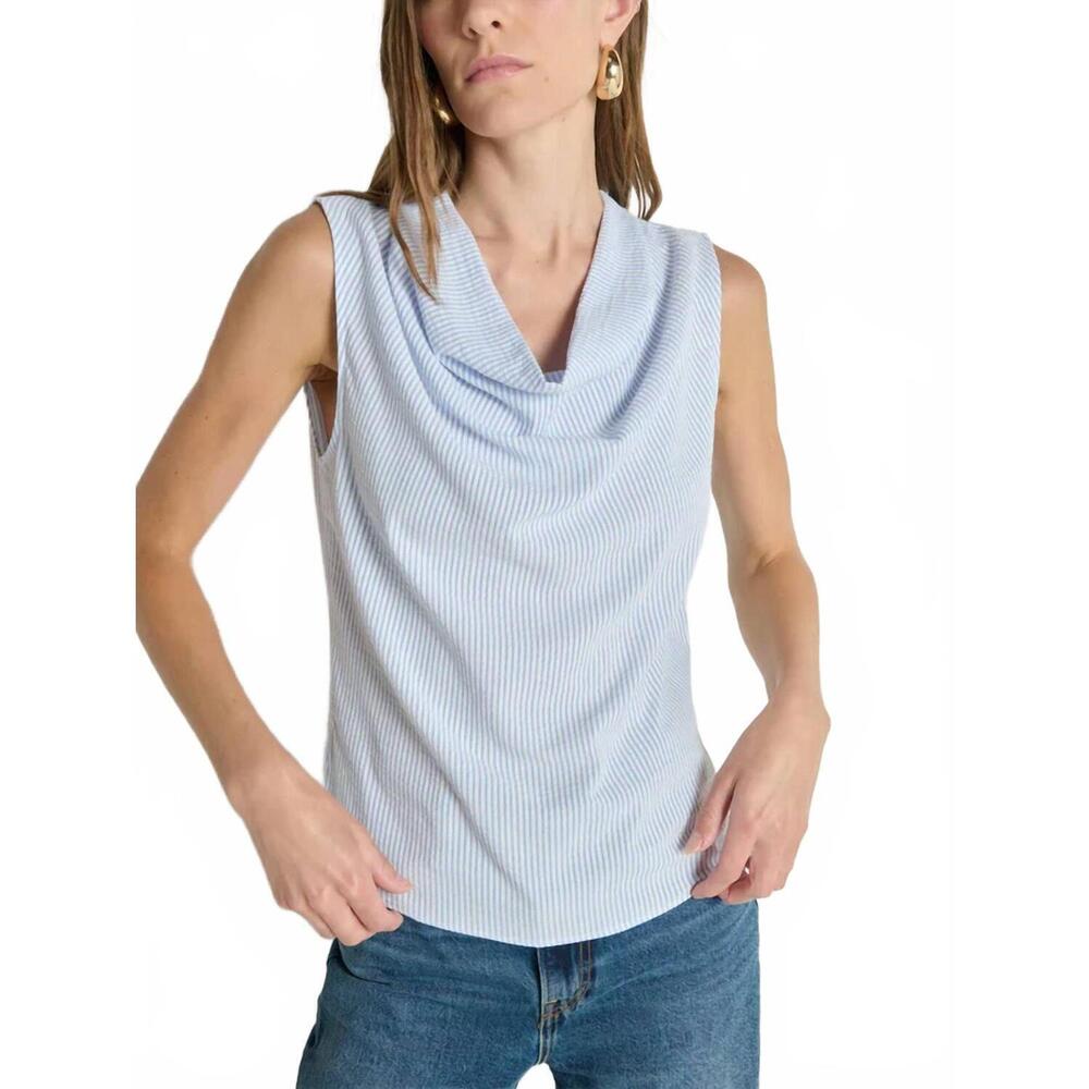NEW NATION LTD cille cowl neck tank in mini stripe